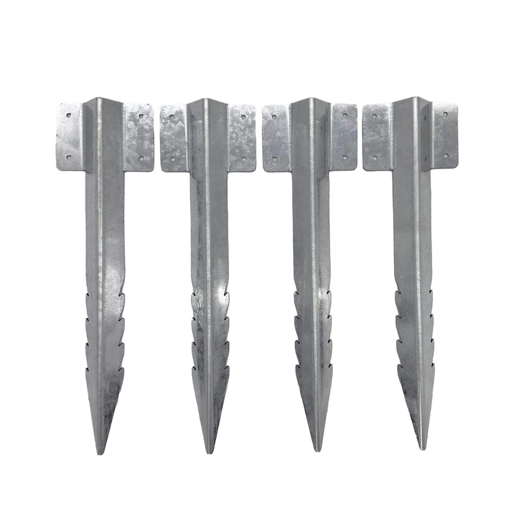 Nicoman Railway Sleeper Brackets, Heavy Duty Metal Galvanised Steel Garden Edging Stakes with Screws, Sawtooth Design for Raised Beds, Borders and Landscaping (Silver, Pack of 4)