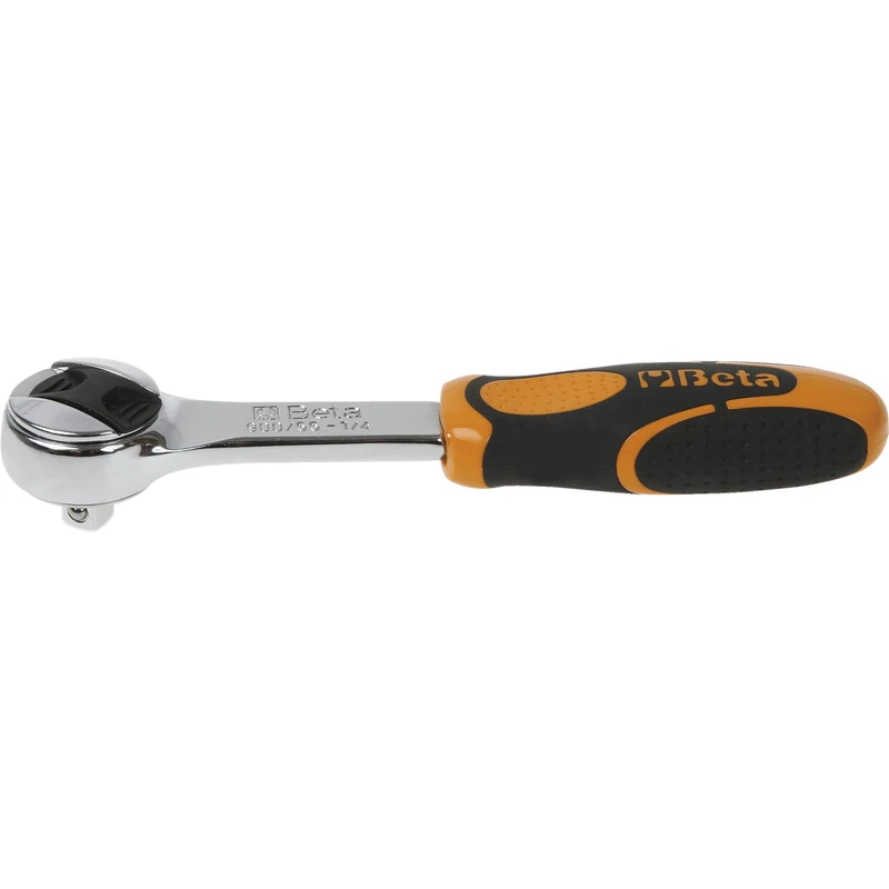 BETA Reversible Ratchet 920/55 DIN 3122-1/4 Inch Square, Length 125 mm, 48 Teeth, Chrome-Plated - Compact Ratchet Head for Precise Work