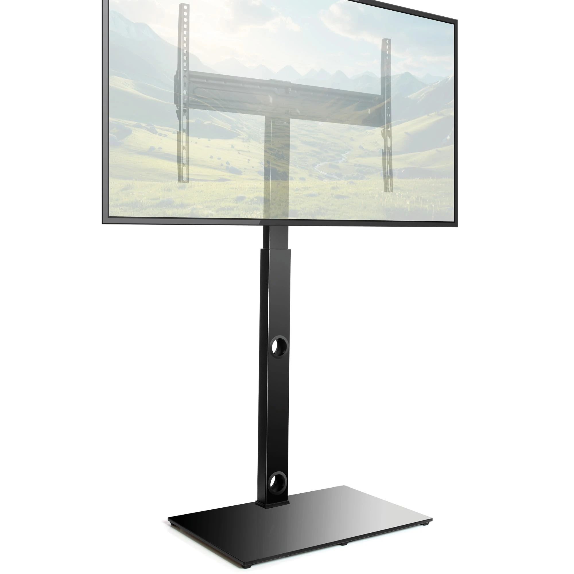 Futura Universal TV Stand, Swivel & Height Adjustable TV Floor Stand for 30–75 Inch TVs, Tempered Glass Base Tall TV Stand with Bracket, Max VESA 600x400mm, 40kg Load & Cable Management