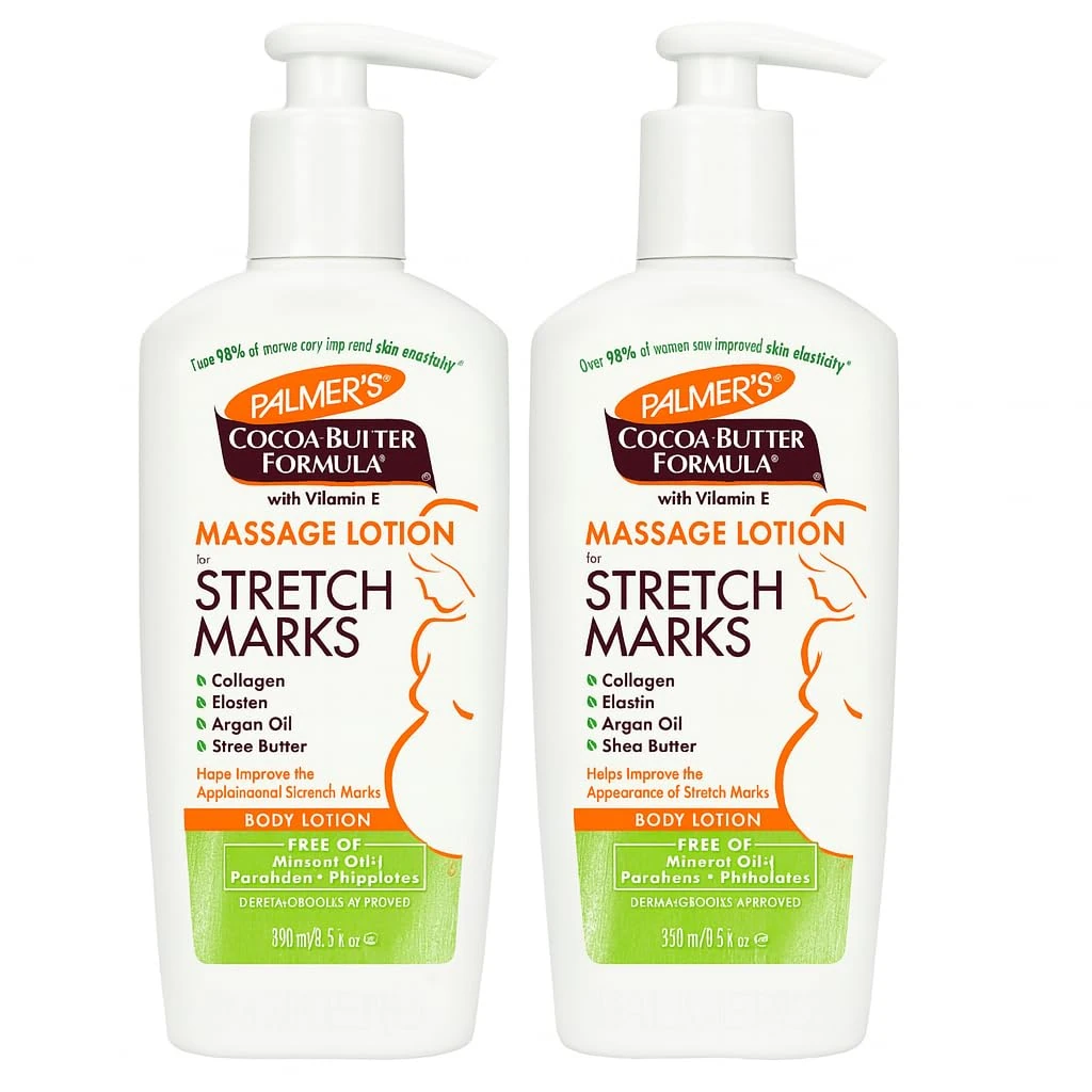 Palmer's Stretch Marks Lotion Pack of 2 x 250ml | Cocoa Butter Massage Lotion for Pregnancy Stretch Mark Prevention | Vitamin E, Collagen, Elastin Formula | Hydrating Moisturizer for Bump & Body Care