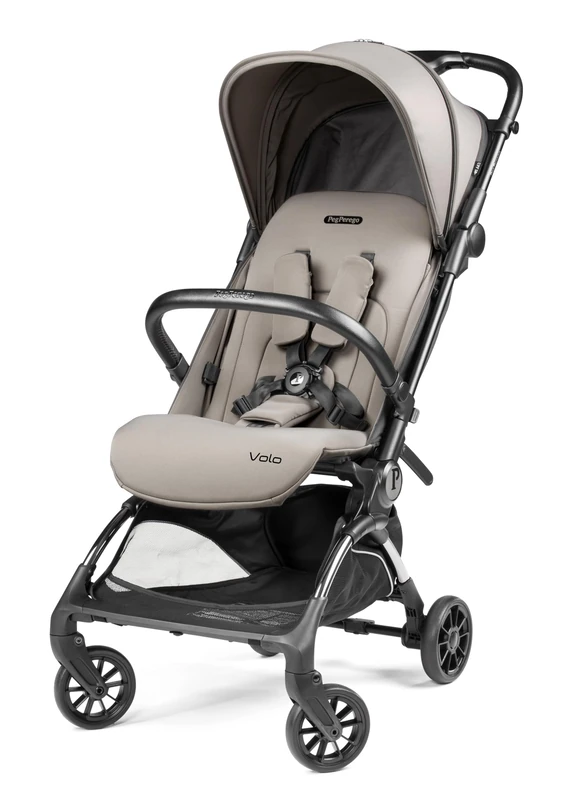 Peg Perego Lightweight Flight Stroller with Raincover, Airplane, Compact, Approved for Hat Box, Hand Luggage Sizes, Suitable from Birth up to 22 kg, Includes Travel Bag, Misty Beige