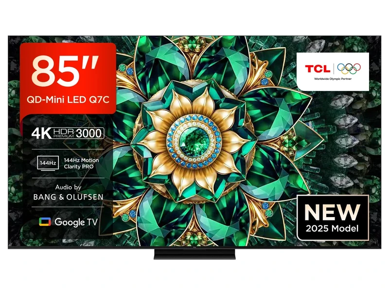 TCL 85Q7C-UK QD-Mini LED TV, 4K HDR Premium 2600, Smart TV Powered by Google TV (Dolby Vision IQ & Atmos, HVA Panel, Audio by Bang & Olufsen, 144Hz Motion Clarity Pro)