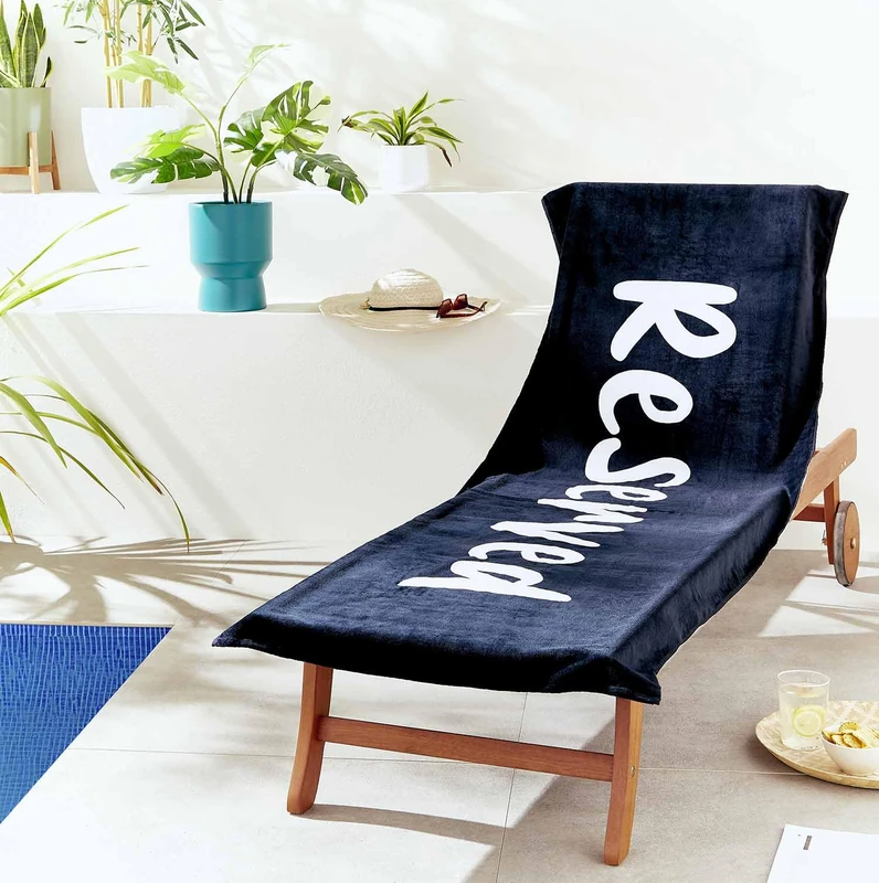 Catherine Lansfield Reserved Lounger Pair Beach Towels 76 x 200 + 20