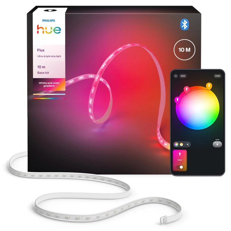 Hue Flux Ultra-Bright 10-Meter LED Strip Light, 6000 lm, Vibrant Color and Ambiance, Flexible Indoor Lighting, Chromasync™ Color Blending, Cuttable, Extendable, Reusable, App and Voice Control - Image 1