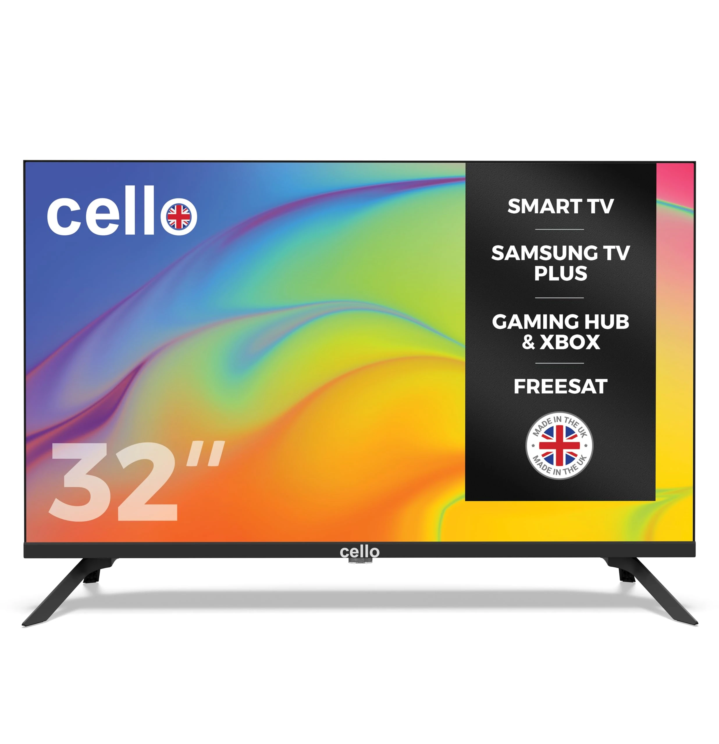 Cello C3225TZ Frameless 32 inch HD Ready Smart TV Powered by Samsung Tizen Operating System Cloud Gaming without Console - Bluetooth, HDMI, USB & Wi-Fi Connectivity - 2025 Model Made in UK