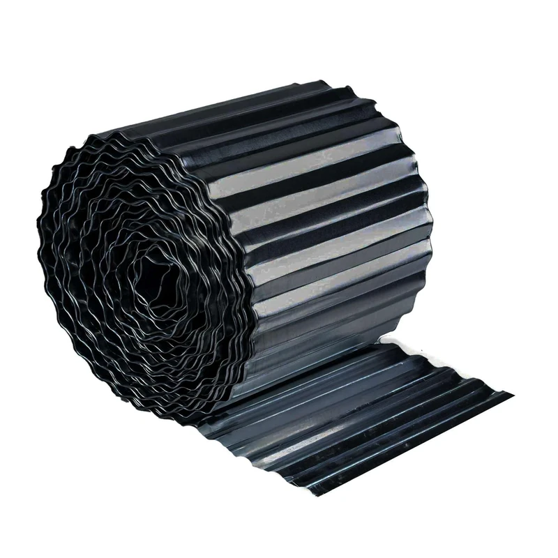 Corrugated Metal Garden Edging, Wave Roll, Landscape Edging Border for Lawn, Flower Bed, Garden Fence, Paver Edging, Power Coated Black Finish, 16cm (6 inch) High 12 Metre (40 ft) Long
