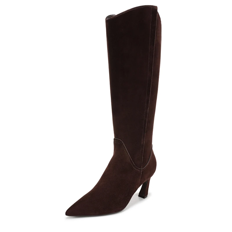 Naturalizer Womens Emily Heeled Knee High Boots, Wide Fit, Chocolate Brown Leather, UK 4