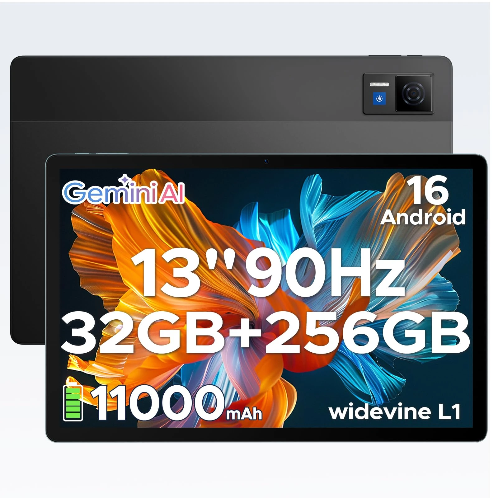 DOOGEE U13 Android 16 Tablets, FHD+ 13 Inch Tablet, 32GB+256GB/2TB, Octa-Core Android Tablets, Gemini AI, 11000mAh, 90 Hz Gaming Tablet, 7.5mm Ultra-thin, 3.5mm Headphone Jack/Quad Speakers/Face ID