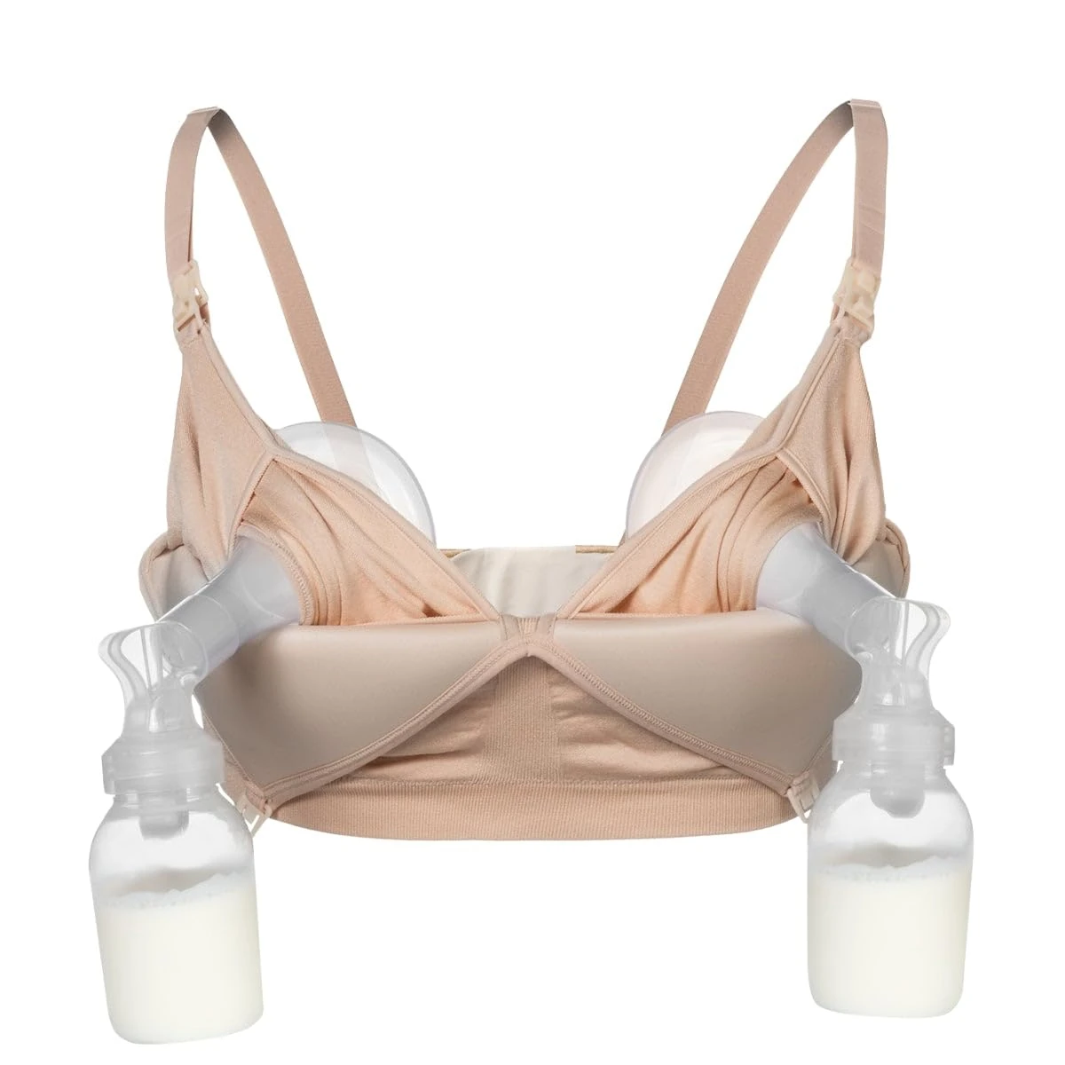 Supermom Hands Free Pumping and Nursing Bra - Hands Free Nursing Bra for Pumping - Breastfeeding Bras for Women, Sunkissed Rose - Seamless, XS