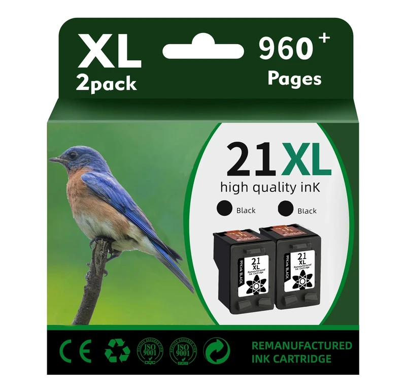 21XL Ink Cartridges Black Replacement for HP 21 XL Compatible for PSC 1410 Fax 3180 DeskJet D1530 D1560 D2460 F335 F380 F390 F2180 F2290 F4180 OfficeJet 4315 4355(2 Black)-Packaging May Vary