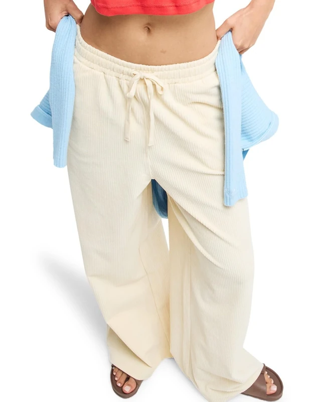 Roxy Easy Wear Pull On Corduroy Trousers LEKEITIO Pant Knit Womens Beige XXL