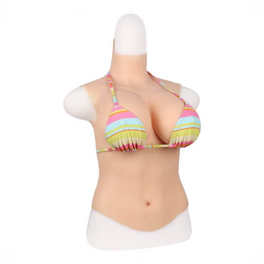 Silicone Breastplate Fake Breast Forms for Drag Queen Crossdresser Transgender Cosplay Half Body Suit