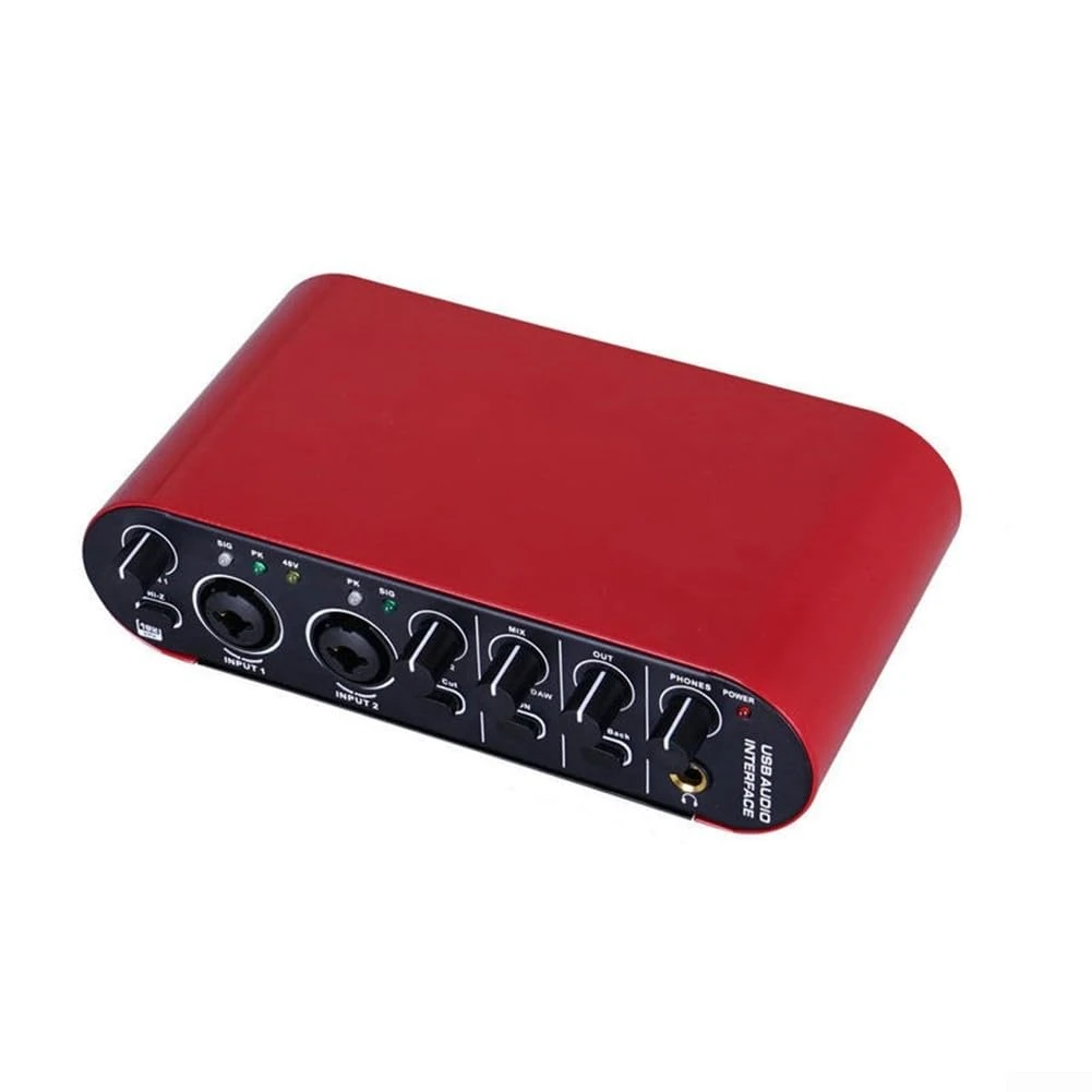 Audio Interface Sound Card, Portable Studio Recording USB External Equipment With 24-bit 192KHz High Resolution For Guitar Streaming