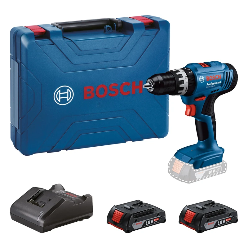 Bosch Professional 18V System Cordless Impact Drill Driver GSB 18V-25 (Screw Ø max. 10 mm, incl. 2X GBA 2.0Ah, 1x GAL 18V-20, Carrying Case)