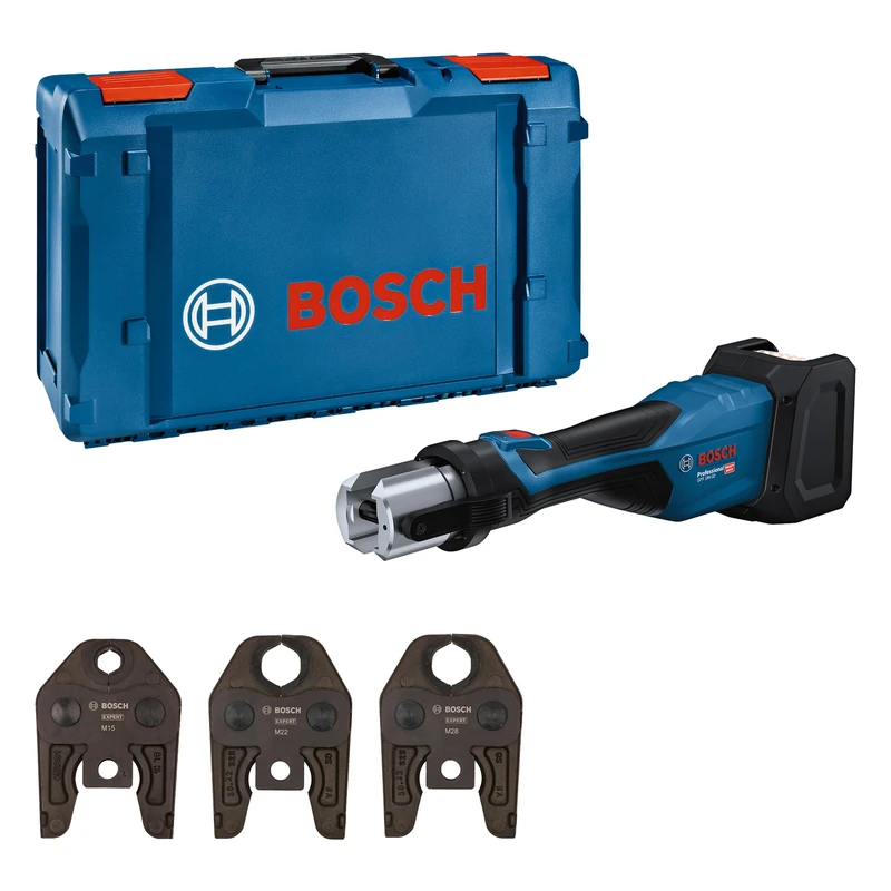 Bosch Professional 18V System Cordless Press Tool GPT 18V-32 (Power of 32 kN, Plastic Fittings up to 110 mm, Metal Fittings up to 54 mm, incl. Press Jaw Stand M15, M22, M28, XL-BOXX)