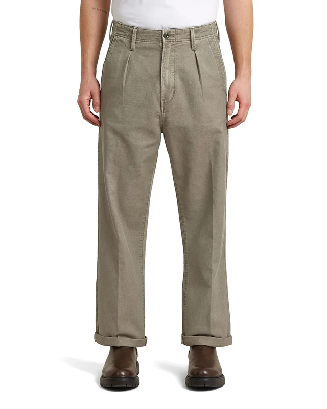 G-Star Men's Pleated Chino Relaxed, Size: 35/30, Color Brown