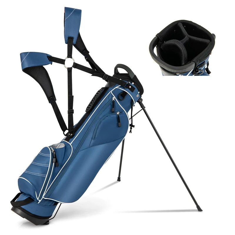 FANTASK Golf Bag, Lightweight Golf Bag with Headboard & Carrying Strap, Portable Golf Stand Bag with Feet, Rain Cover & 4 Compartments, Pencil Bag for Men and Women