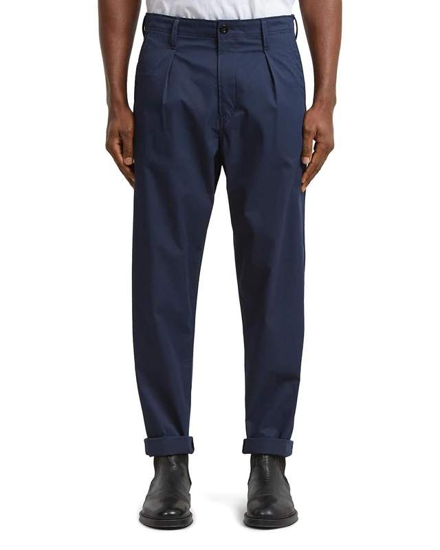 G-STAR Men's Pleated Chino Relaxed Tapered, Size: 38/32, Color Blue
