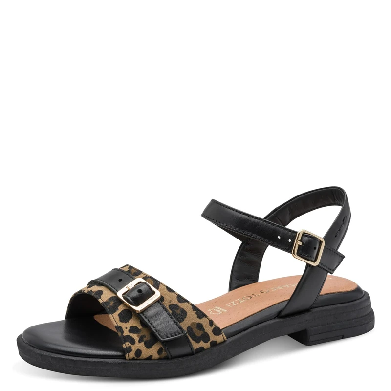 MARCO TOZZI Women's Sandal soft Feel Me footbed Leather soft lining Modern, black (BLACK COMB), 6 UK