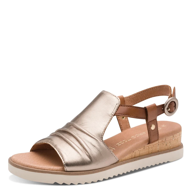 MARCO TOZZI women's sandal soft Feel Me footbed leather soft lining stylish, pink (ROSE MET. COMB), 7 UK