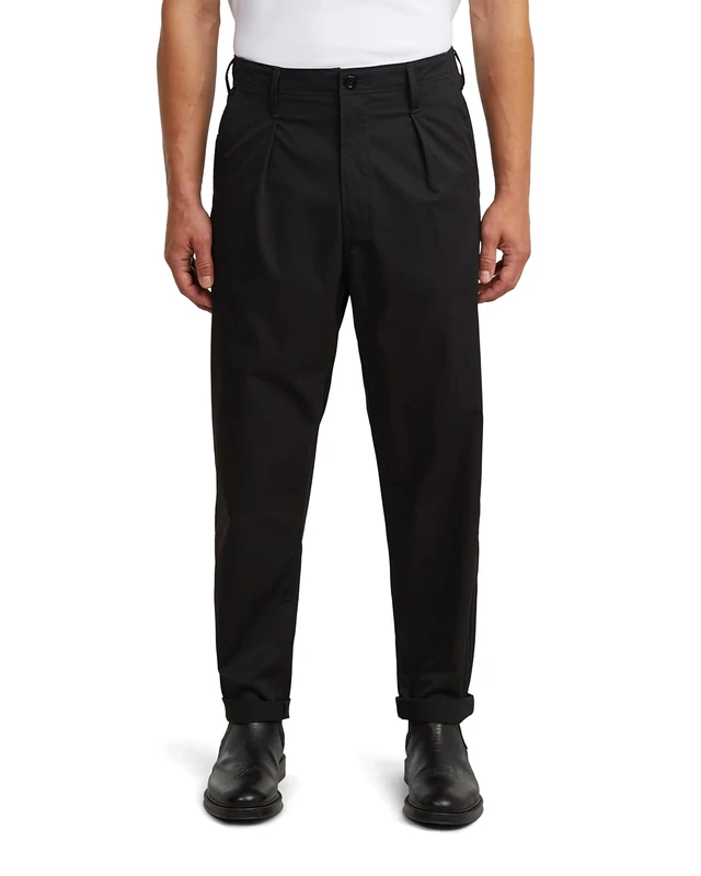 G-STAR Men's Pleated Chino Relaxed Tapered, Size: 36/34, Color Black