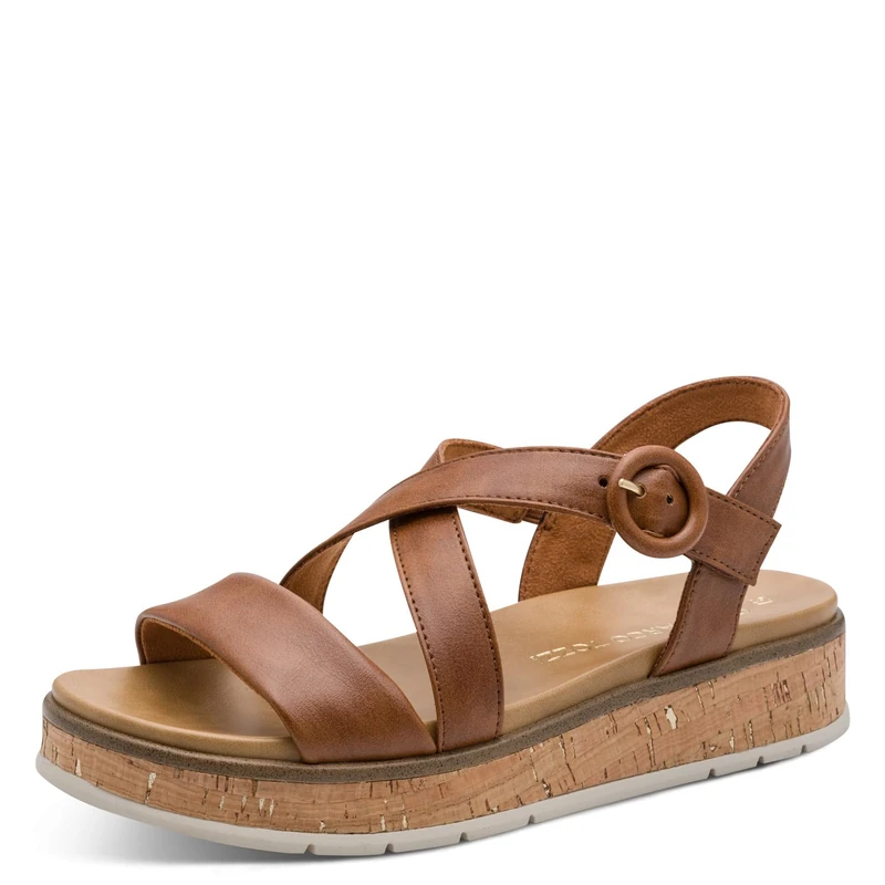 MARCO TOZZI Women Sandal soft Feel Me footbed Vegan soft lining Fashionable, brown (COGNAC), 4.5 UK