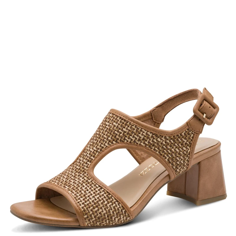 MARCO TOZZI Women's Sandal soft Feel Me Footbed soft Lining Modern, brown (COGNAC COMB), 4.5 UK