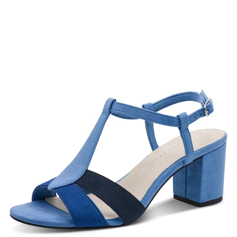 MARCO TOZZI Women Sandal soft Feel Me footbed Vegan soft lining Stylish, blue (AZURE COMB), 4.5 UK