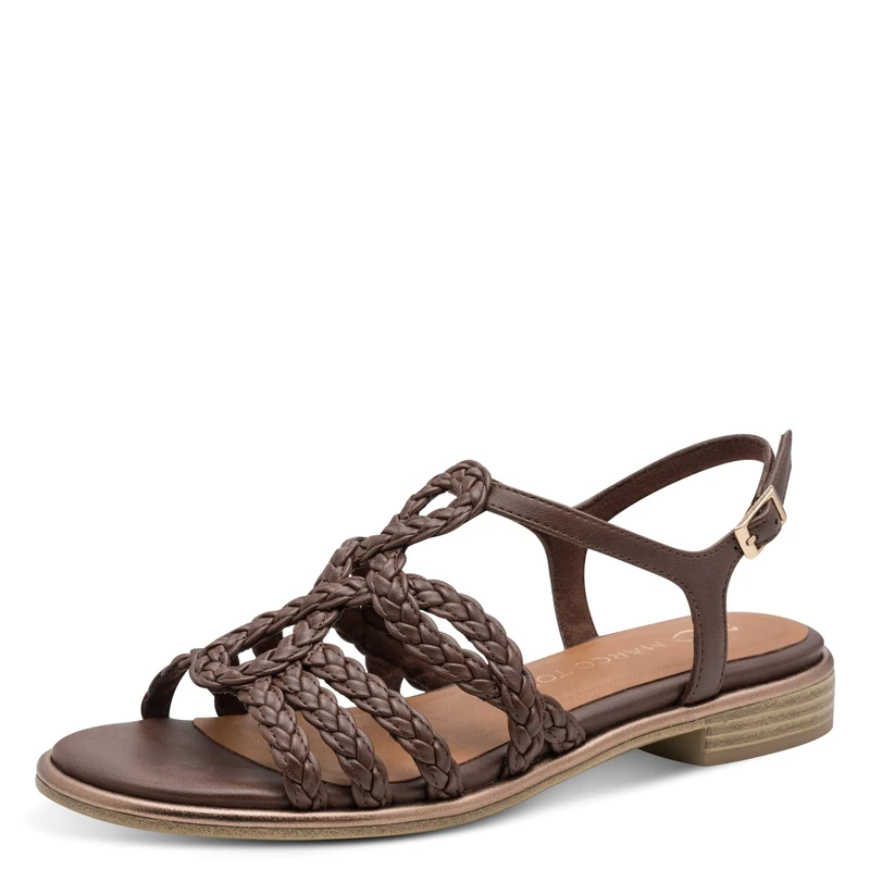 MARCO TOZZI women's sandal soft Feel Me footbed vegan soft lining modern, brown (MOCCA), 7 UK