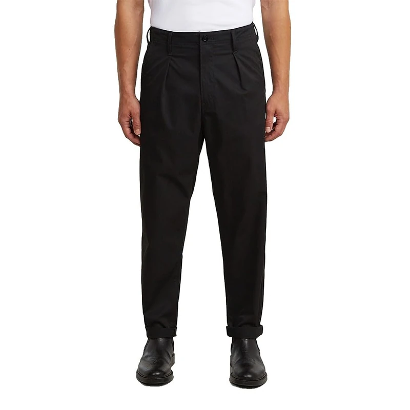G-STAR Men's Pleated Chino Relaxed Tapered, Size: 36/32, Color Black