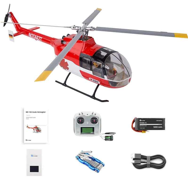 Gearthling BO105 470-Class RC Helicopter - 2.4G 6CH GPS, 3D RTF