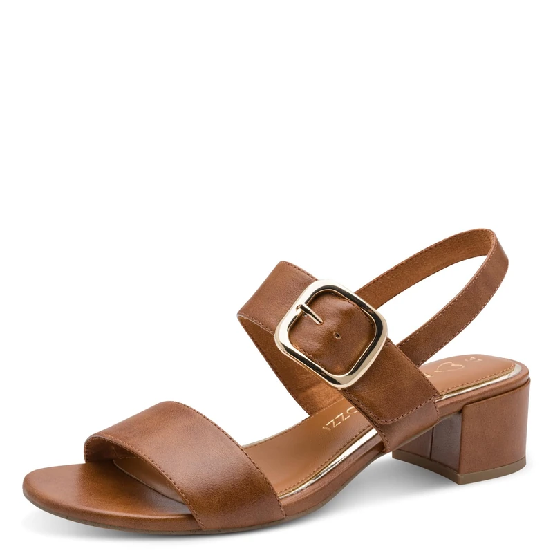 MARCO TOZZI Women Sandal soft Feel Me footbed Vegan soft lining Stylish, brown (COGNAC), 5.5 UK