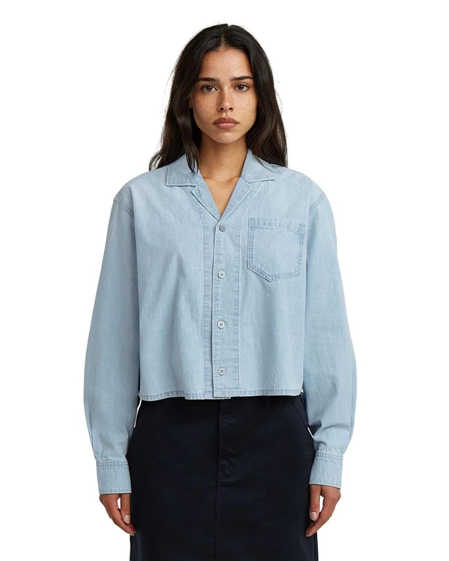G-STAR Women's Resort Boxy Relaxed Shirt ls wmn, Size: S, Color Blue