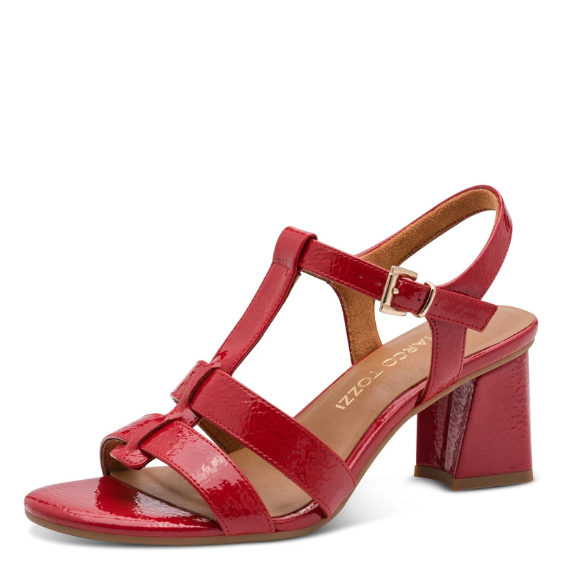 MARCO TOZZI Women's Sandal soft Feel Me Footbed Vegan soft Lining Vegan, red (RED PATENT), 7 UK