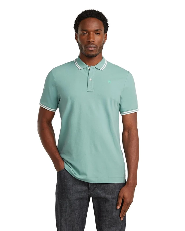 G-STAR Men's Dunda Slim Stripe Polo, Size: L, Color Blue