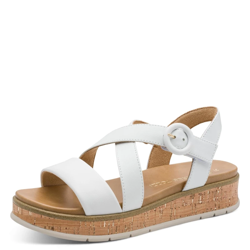 MARCO TOZZI Women Sandal soft Feel Me footbed Vegan soft lining Fashionable, white (WHITE COMB), 5.5 UK