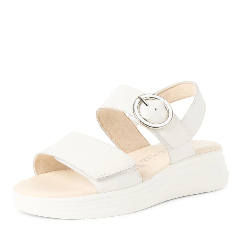 MARCO TOZZI Women's Sandal soft Feel Me footbed Leather soft lining Modern, white (WHITE), 4.5 UK