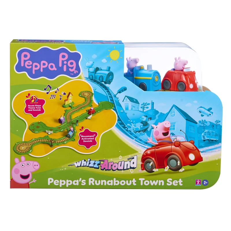 Peppa Pig Whizz Around Peppa’s Runabout Town Set, Motorised Vehicles, Track Toys, Pre-school Toys