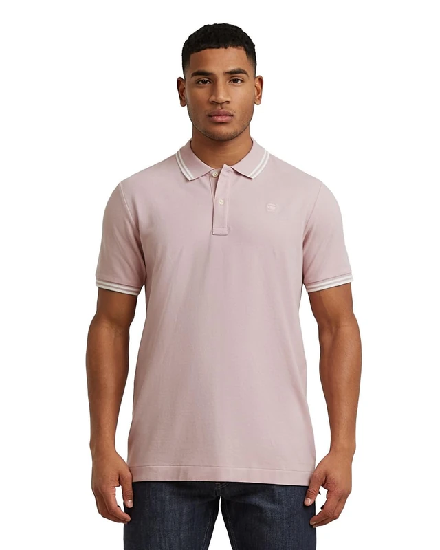 G-STAR Men's Dunda Slim Stripe Polo, Size: S, Color Pink