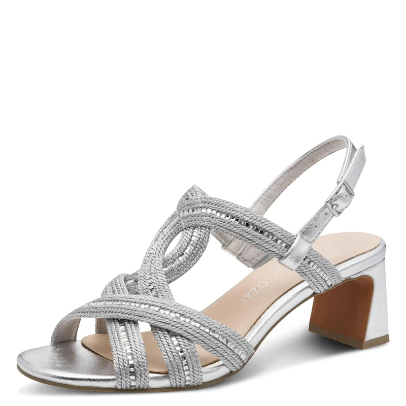 MARCO TOZZI Women's Sandal soft Feel Me Footbed soft Lining Modern, metallic (SILVER), 4.5 UK
