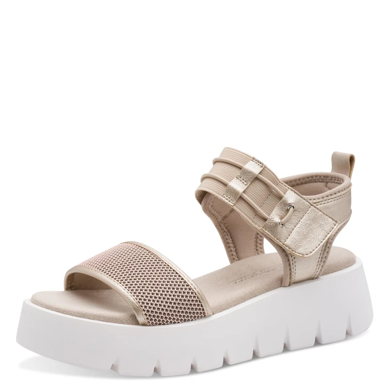 MARCO TOZZI Women Sandal soft Feel Me Footbed soft Lining Fashionable, metallic (PLATINUM COMB), 8.5 UK