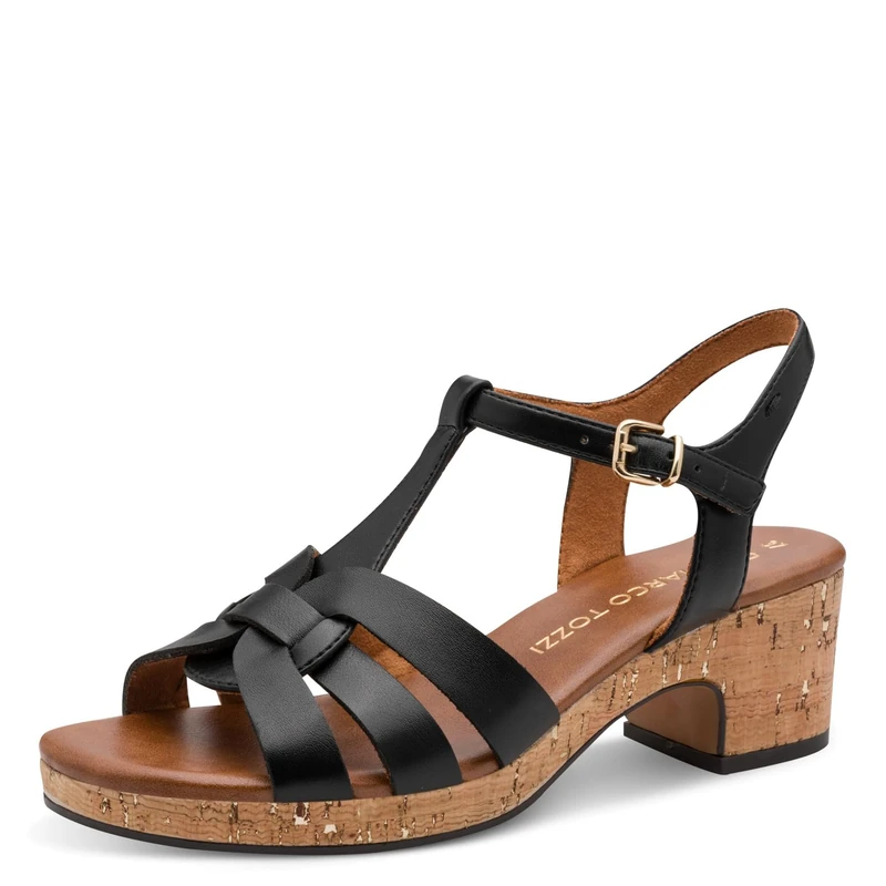 MARCO TOZZI Women Sandal soft Feel Me footbed Vegan soft lining Stylish, black (BLACK), 7.5 UK