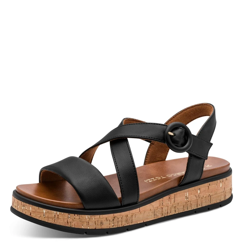 MARCO TOZZI Women Sandal soft Feel Me footbed Vegan soft lining Fashionable, black (BLACK), 7 UK