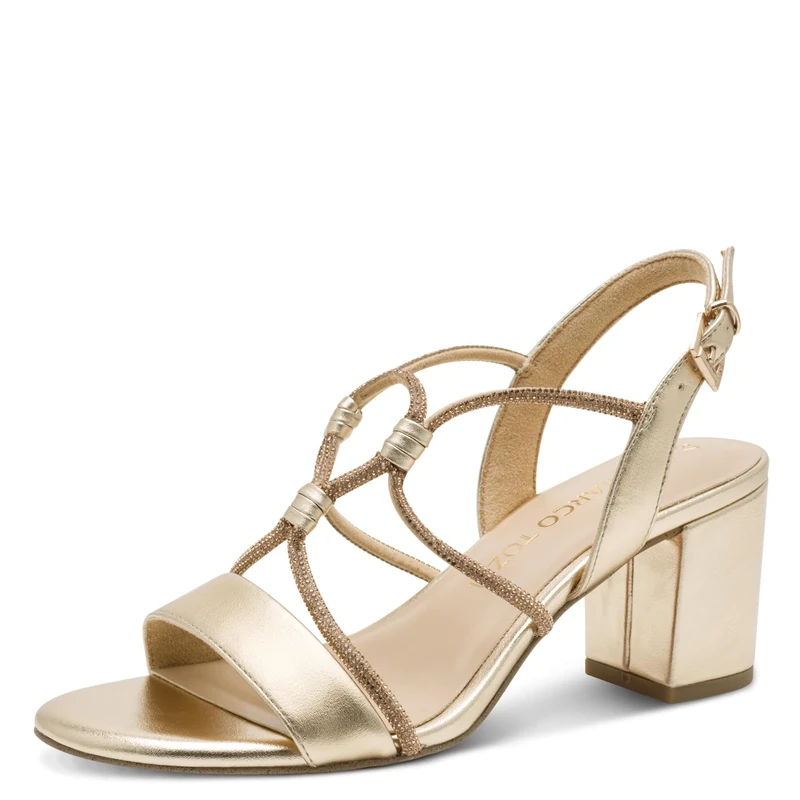 MARCO TOZZI Women's Sandal soft Feel Me Footbed Vegan soft Lining Trendy, metallic (GOLD), 6 UK