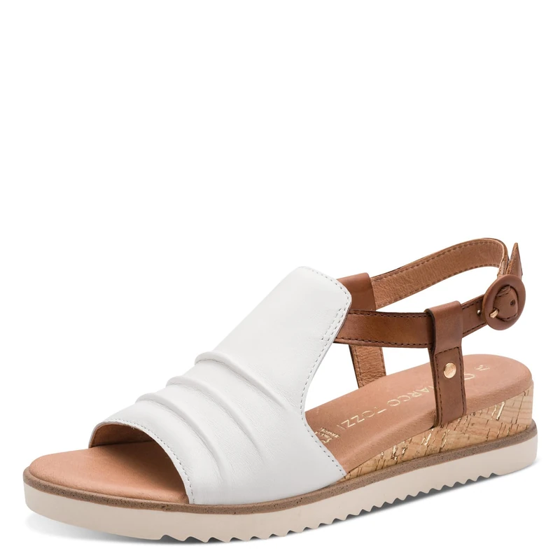MARCO TOZZI women's sandal soft Feel Me footbed leather soft lining stylish, white (WHITE COMB), 7 UK