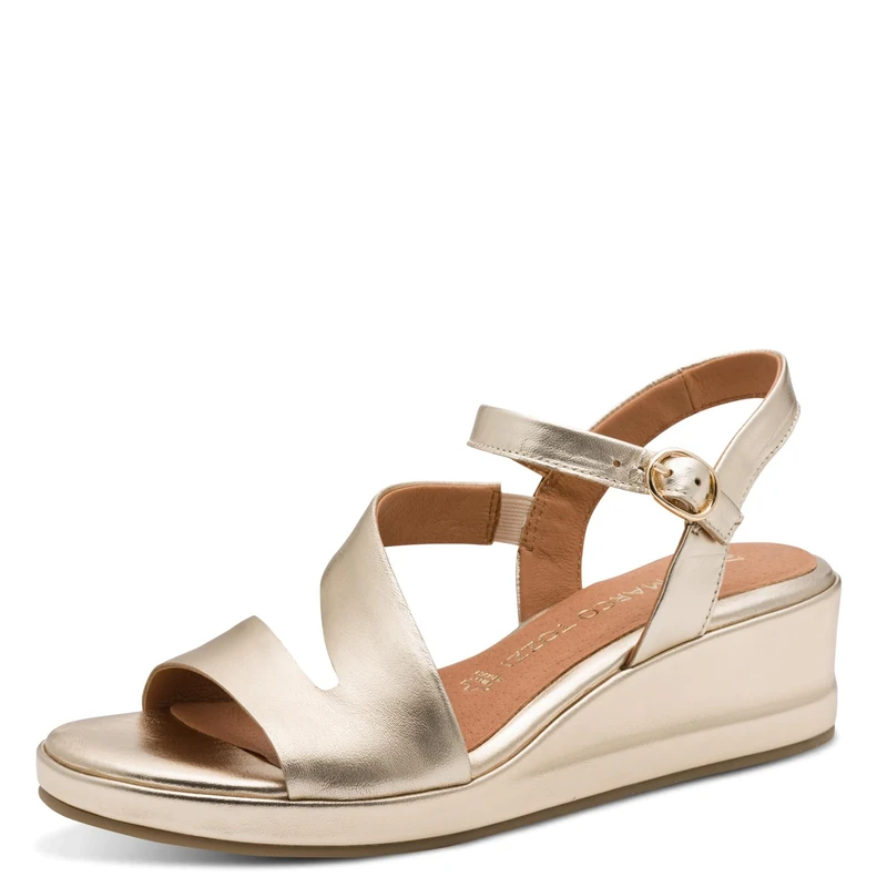 MARCO TOZZI Women's Sandal soft Feel Me footbed Leather soft lining Modern, metallic (GOLD), 4 UK