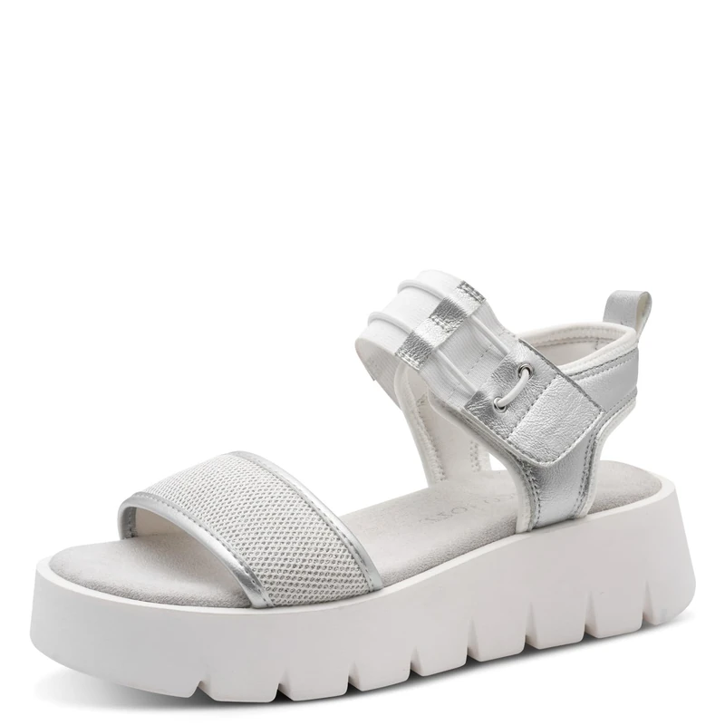 MARCO TOZZI Women Sandal soft Feel Me Footbed soft Lining Fashionable, white (WHITE COMB), 7.5 UK