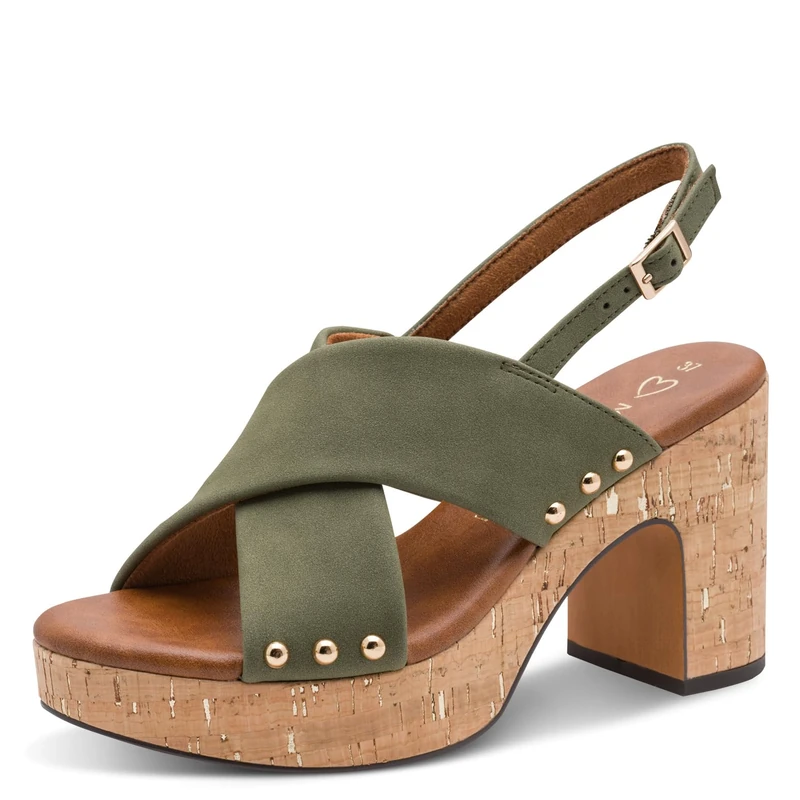 MARCO TOZZI Women's Sandal soft Feel Me footbed Vegan soft lining Chic, green (OLIVE), 4 UK - Image 1