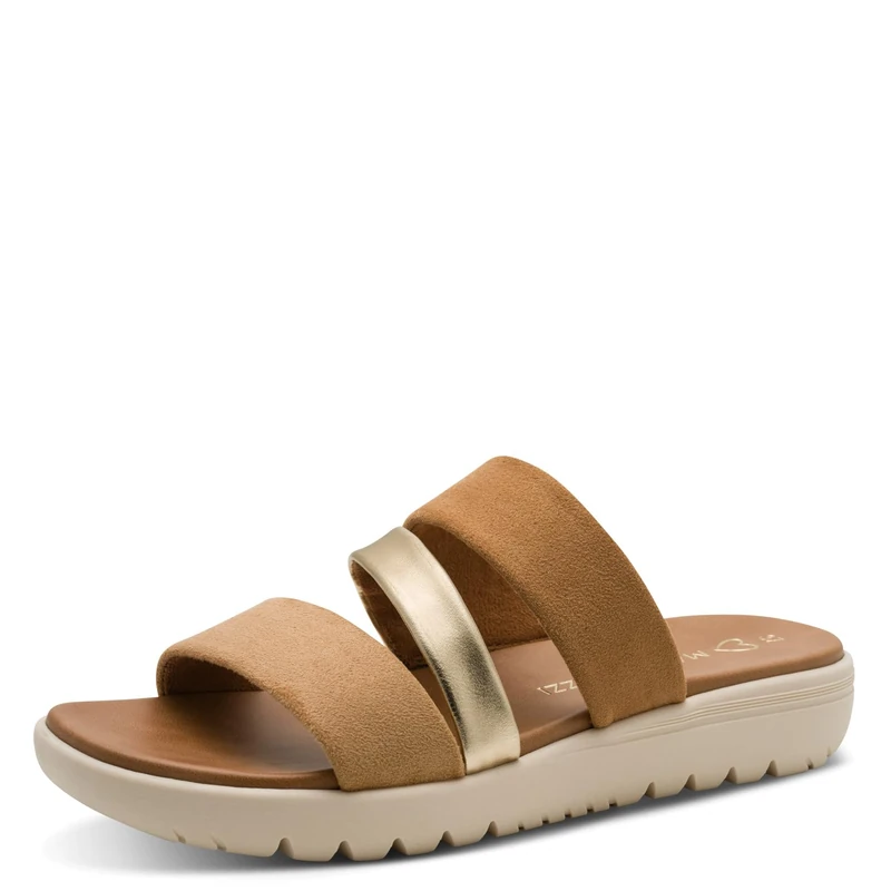 MARCO TOZZI Women Sandal soft Feel Me footbed Vegan soft lining Stylish, beige (ALMOND COMB), 4.5 UK