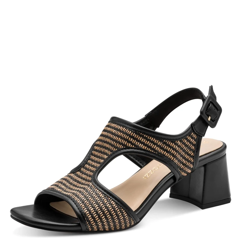 MARCO TOZZI Women's Sandal soft Feel Me Footbed soft Lining Modern, black (BLACK COMB), 6 UK